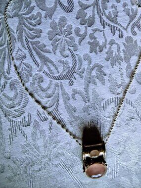 NWOT STERLING SILVER 1.5" PEACH CHAMBRAY 925 PENDANT & 22.5" 925 SINGAPORE CHAIN